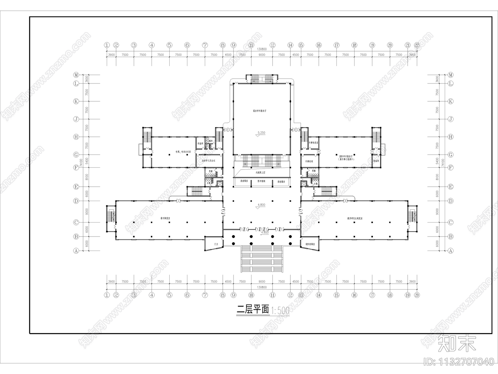 六层大学图书馆建筑cad施工图下载【ID:1132707040】