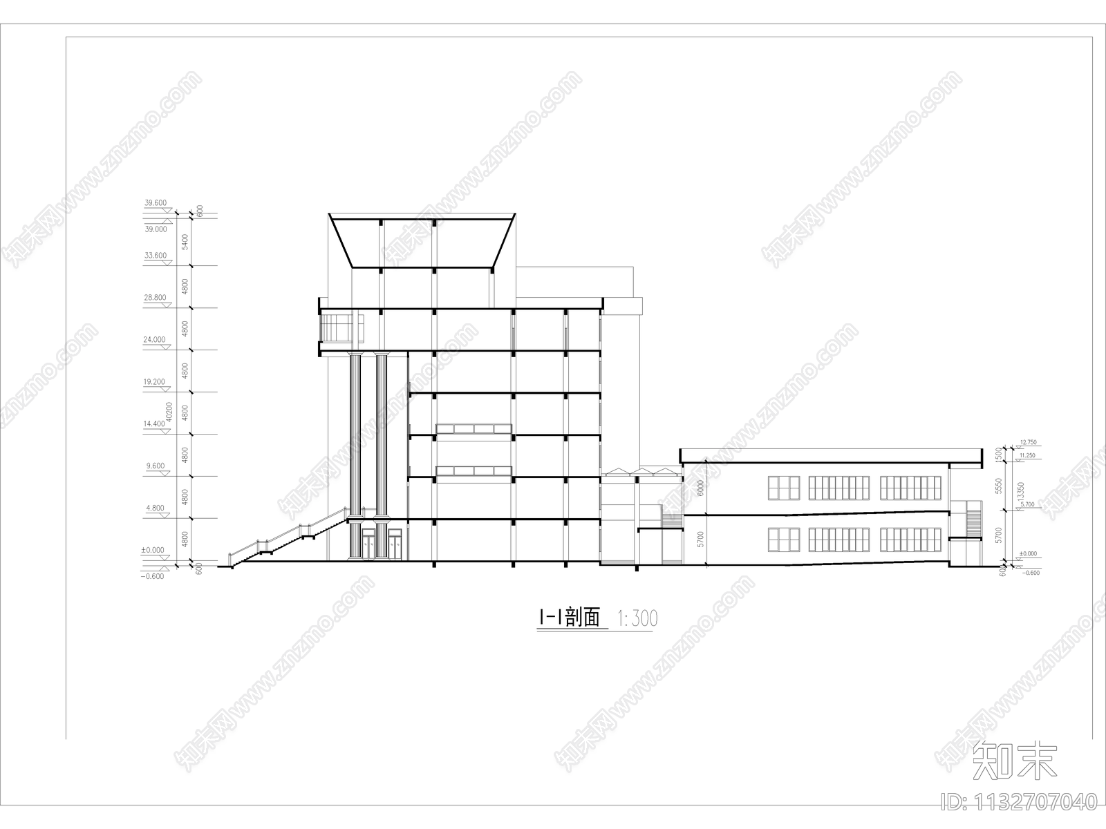 六层大学图书馆建筑cad施工图下载【ID:1132707040】