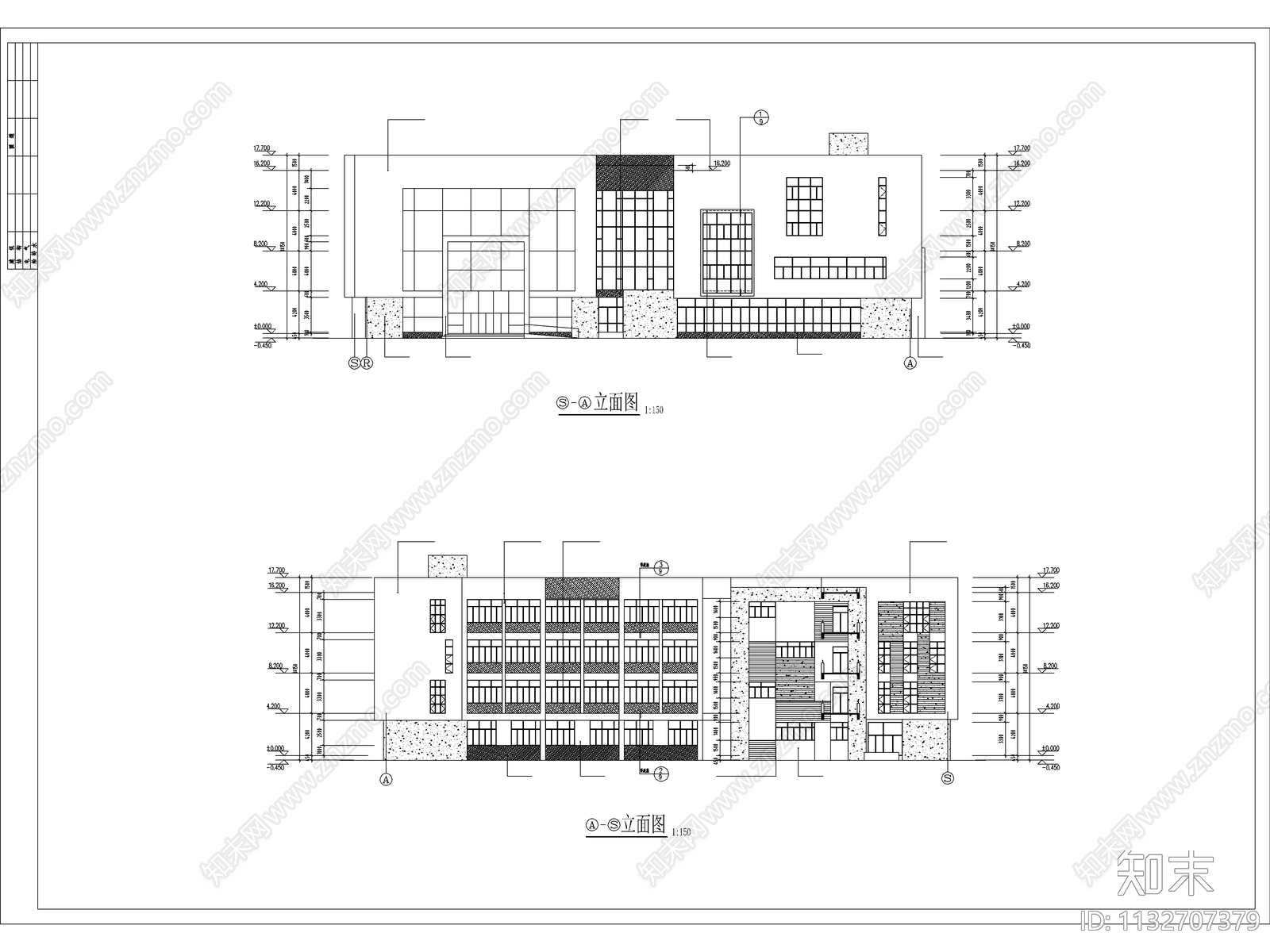 四层V型图书馆建筑施工图下载【ID:1132707379】