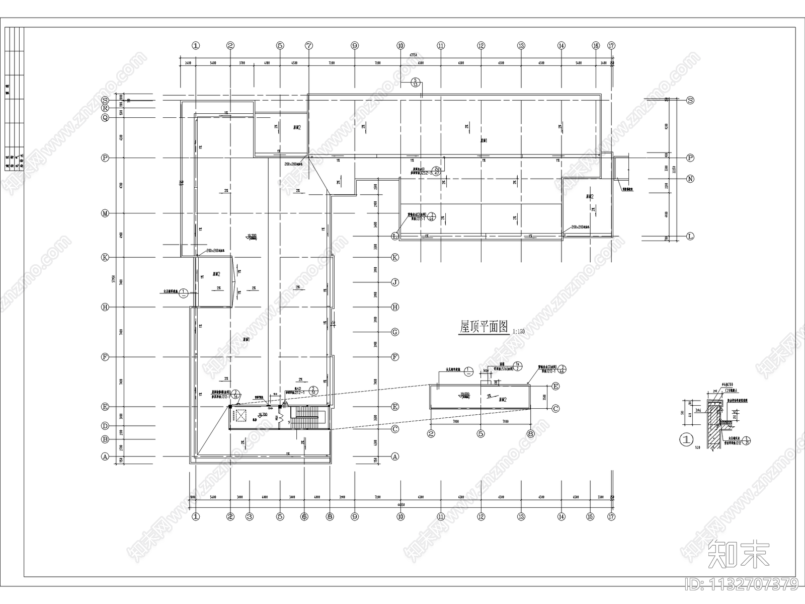 四层V型图书馆建筑施工图下载【ID:1132707379】