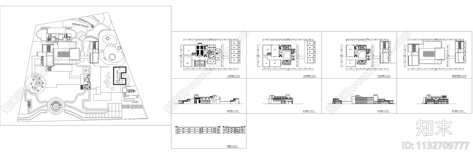 新中式民宿建筑效果图cad施工图下载【ID:1132709777】