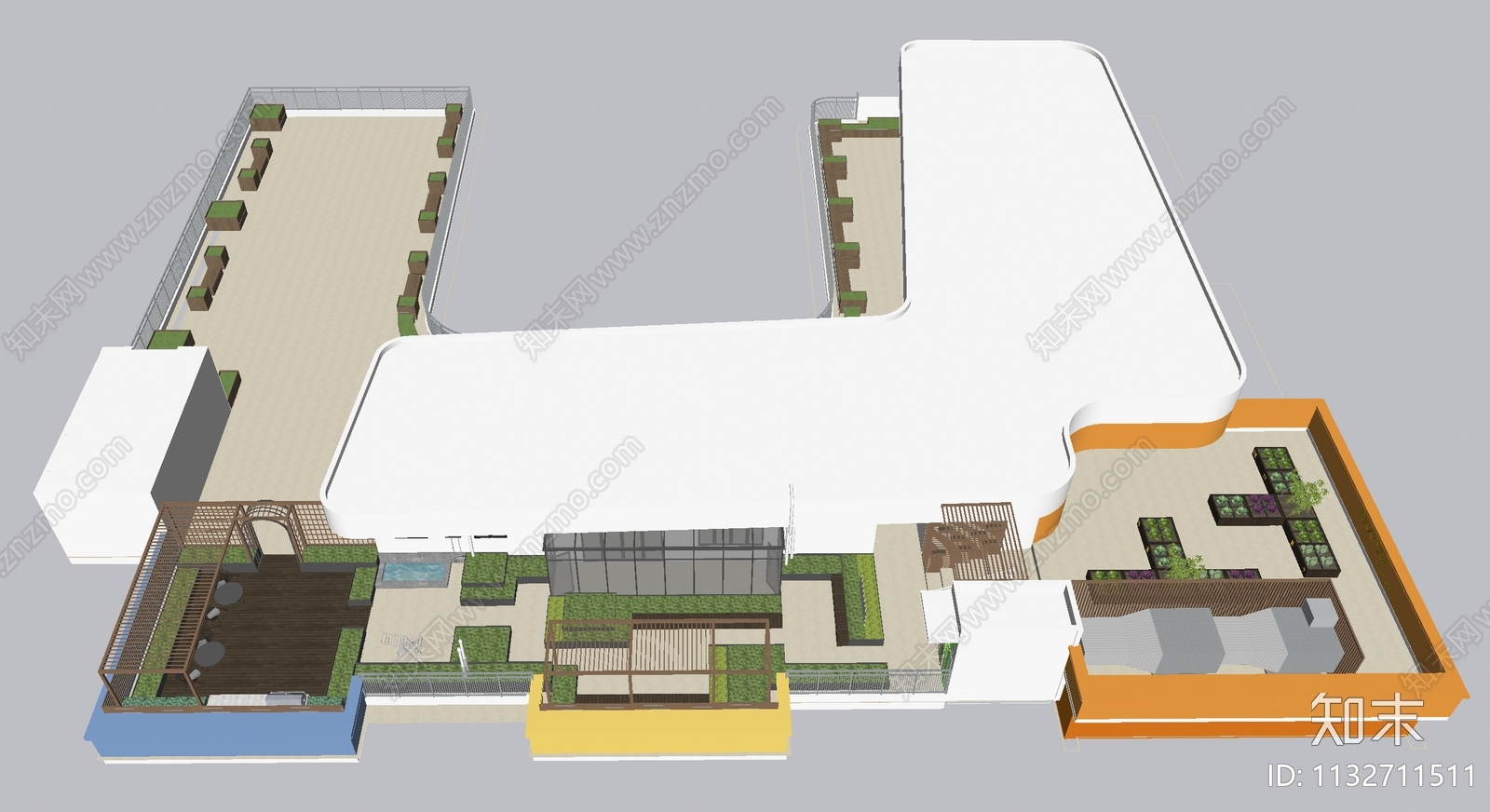 现代屋顶花园SU模型下载【ID:1132711511】
