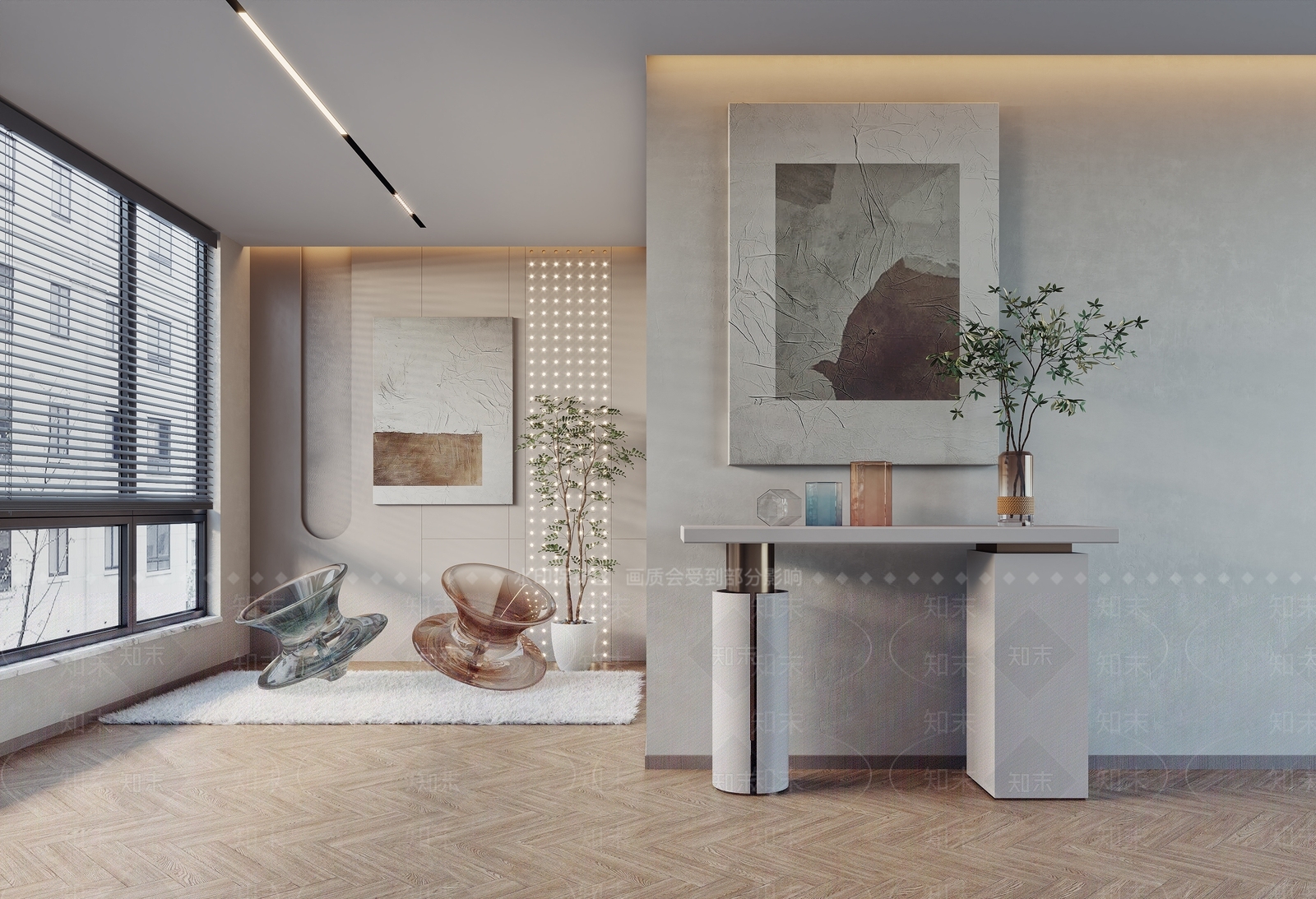 现代端景条案3D模型下载【ID:1132715589】