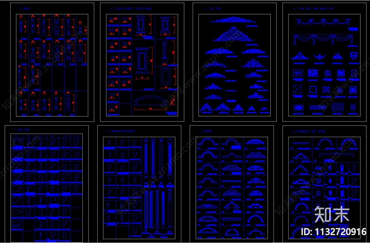 欧式柱子门头阴角线各种线条施工图下载【ID:1132720916】
