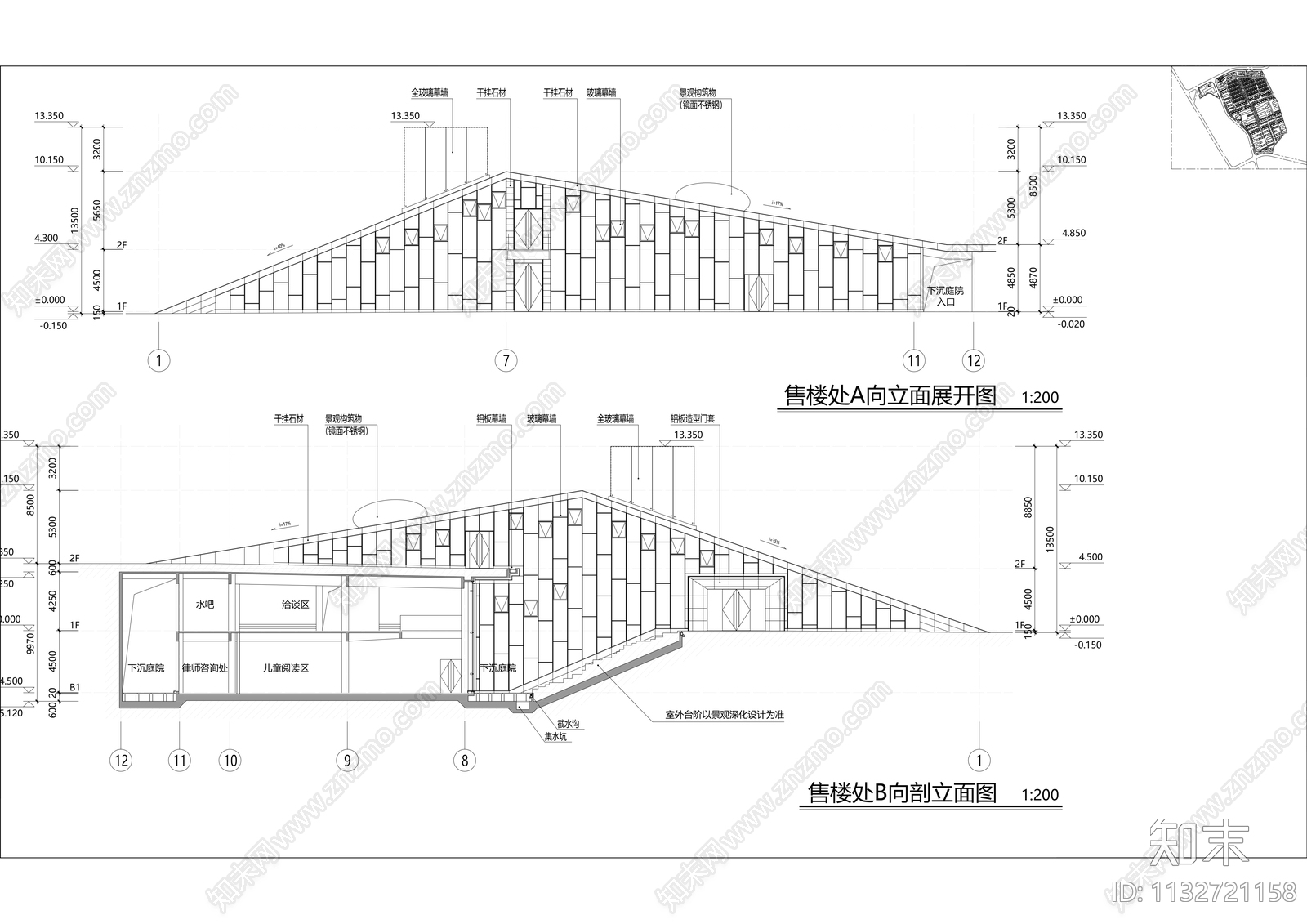 售楼处建筑效果图cad施工图下载【ID:1132721158】