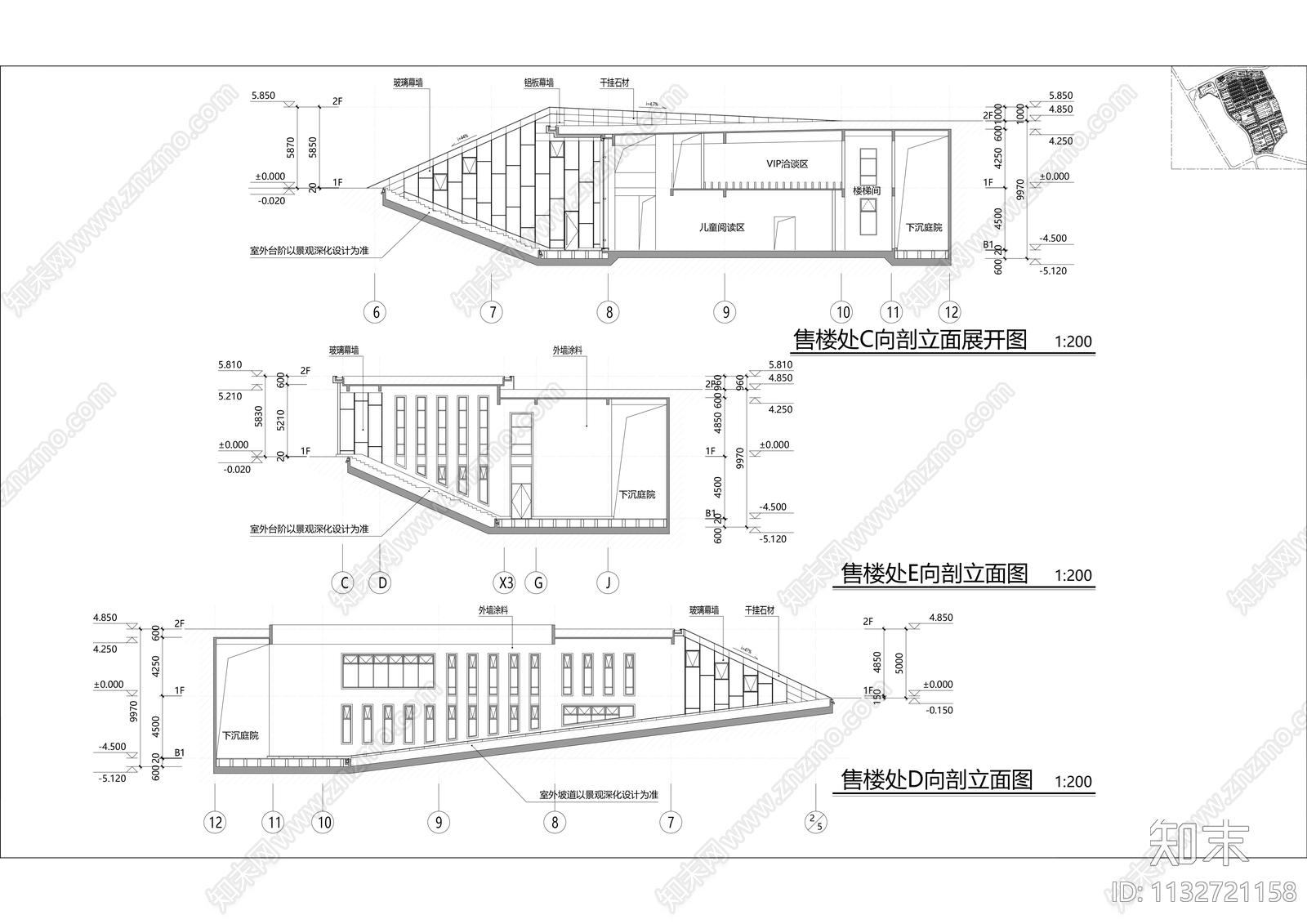 售楼处建筑效果图cad施工图下载【ID:1132721158】