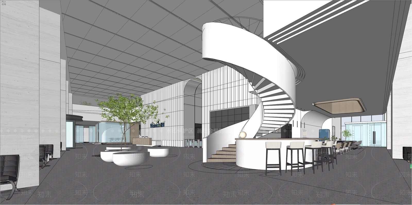 现代公司大堂SU模型下载【ID:1132725116】