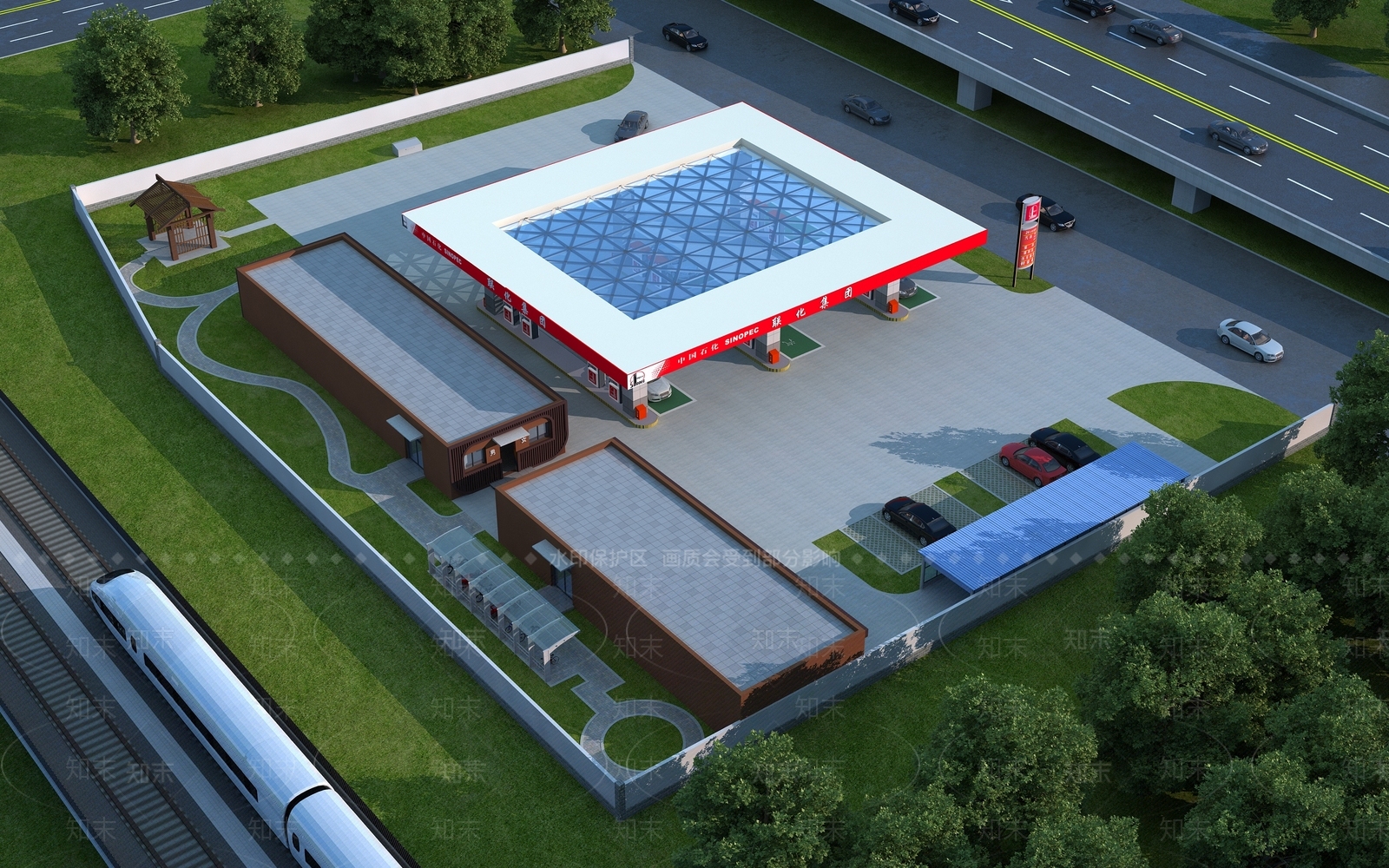 现代加油站3D模型下载【ID:1132725406】