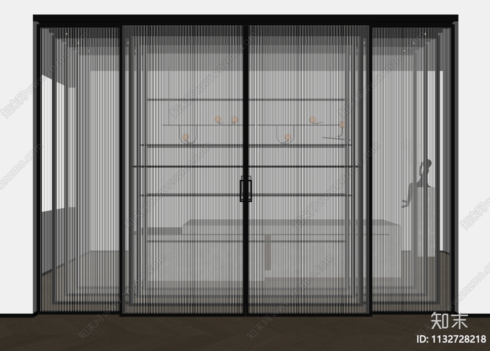 现代玻璃推拉门SU模型下载【ID:1132728218】