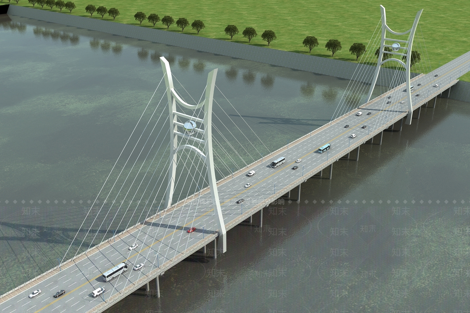 现代跨河大桥3D模型下载【ID:1132728517】