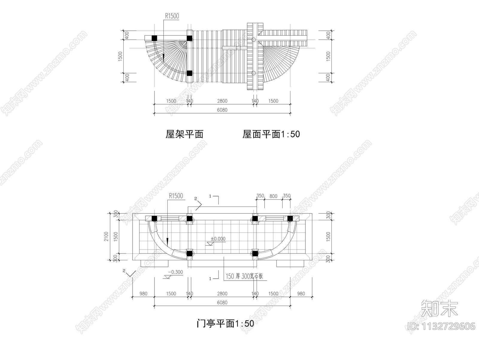 古建门亭详图cad施工图下载【ID:1132729606】