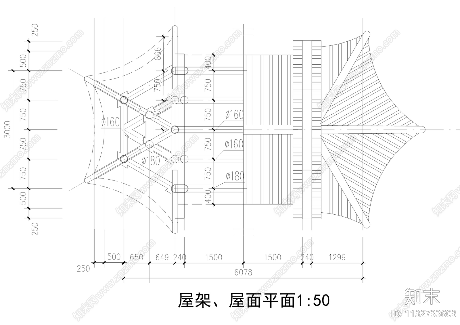 六角组合亭详图cad施工图下载【ID:1132733603】