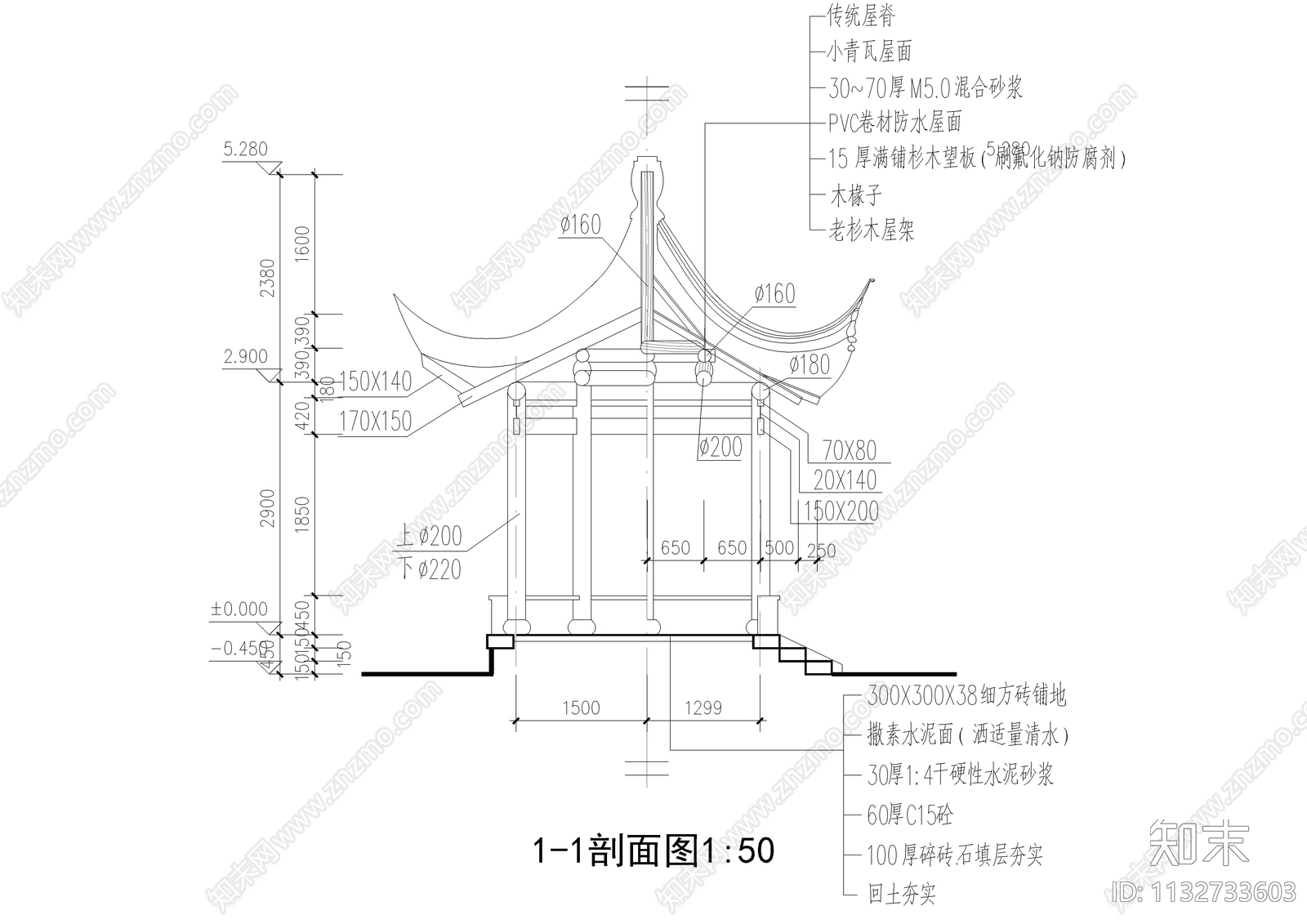 六角组合亭详图cad施工图下载【ID:1132733603】