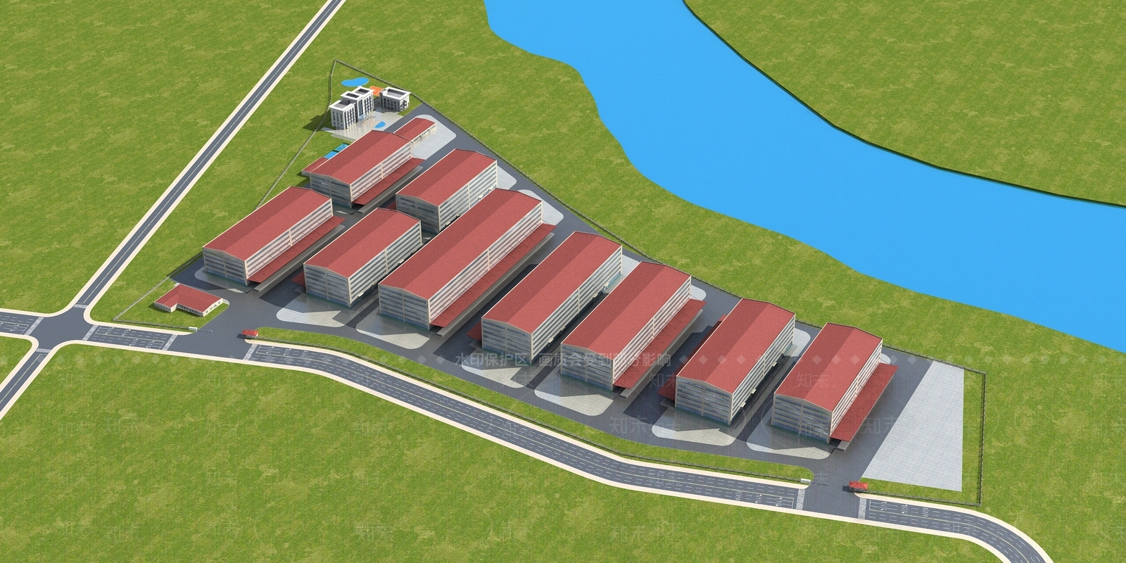 现代工业厂房3D模型下载【ID:1132735186】
