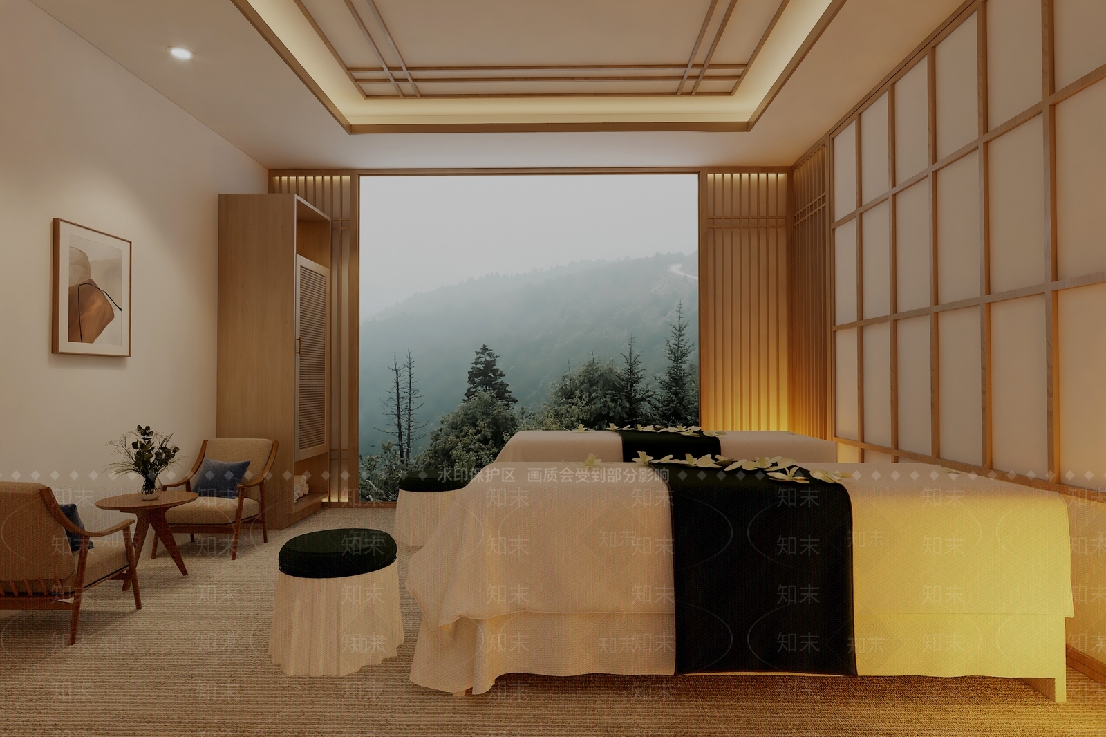 日式美容SPA店3D模型下载【ID:1132739808】