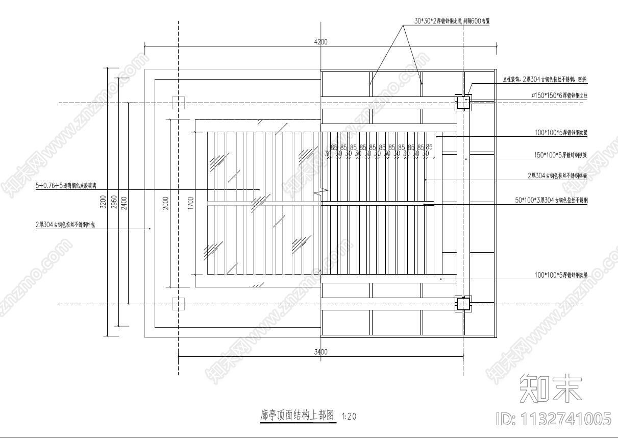 别墅景观亭子cad施工图下载【ID:1132741005】