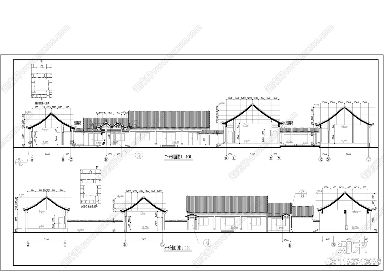 四合院建筑施工图下载【ID:1132743038】