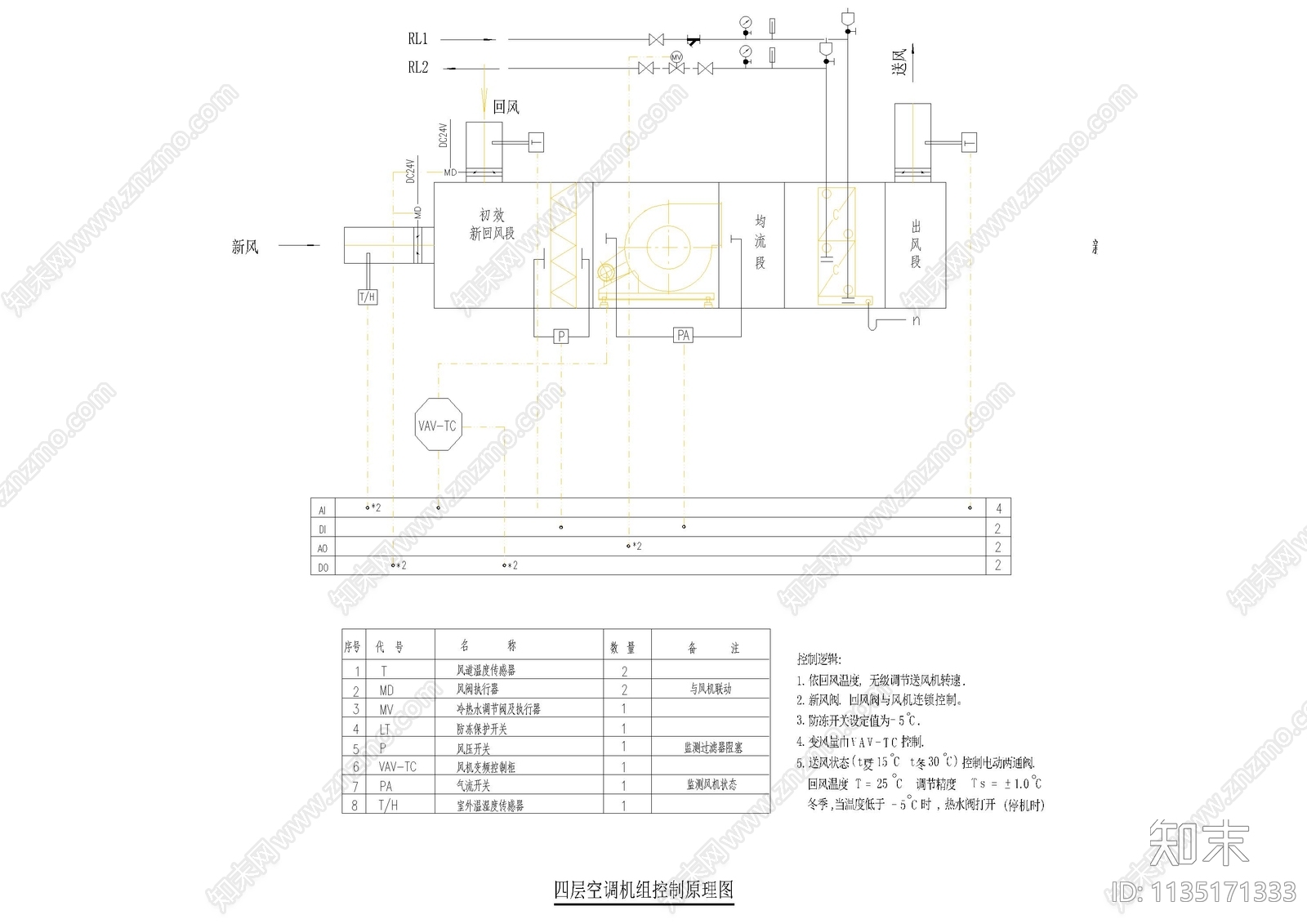 空调制冷机房及换热站系统图cad施工图下载【ID:1135171333】