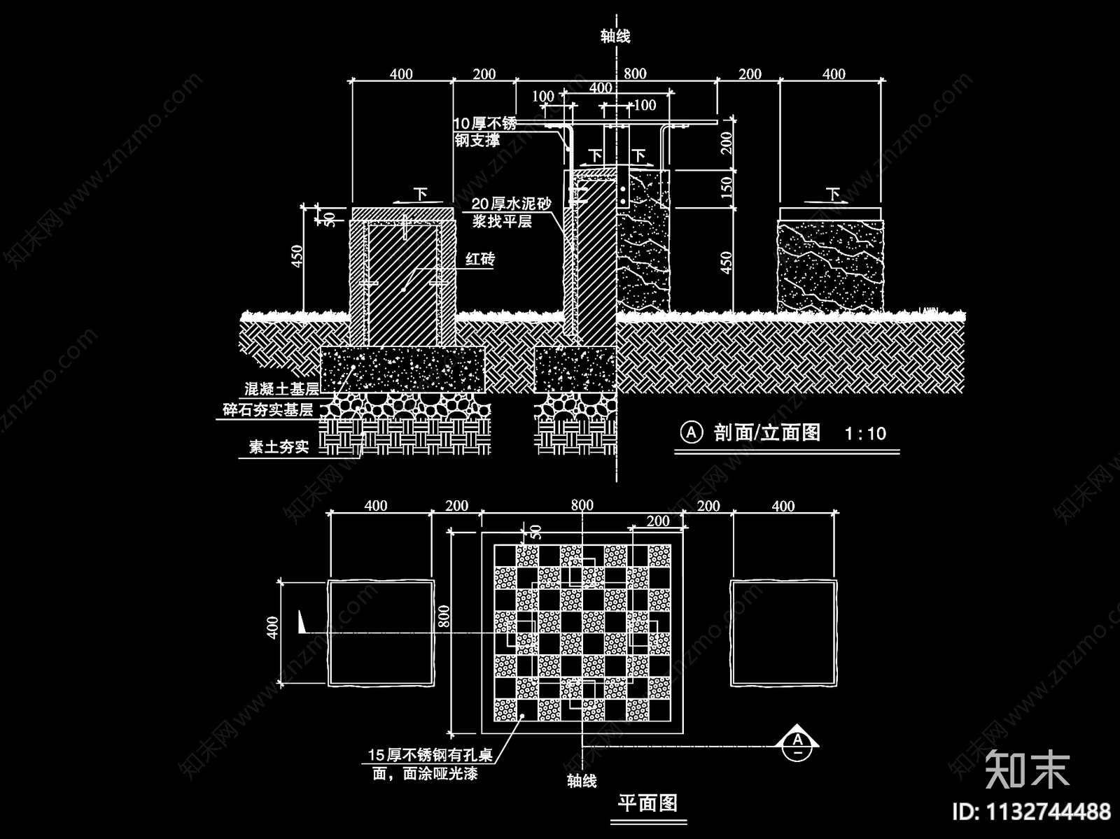 老年人活动区棋桌详图cad施工图下载【ID:1132744488】