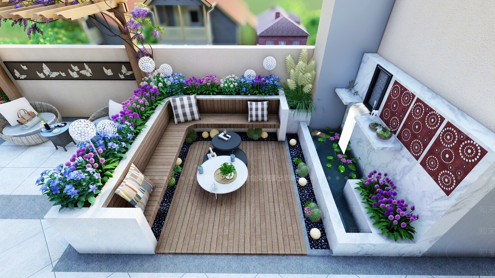 现代屋顶花园SU模型下载【ID:1132746793】