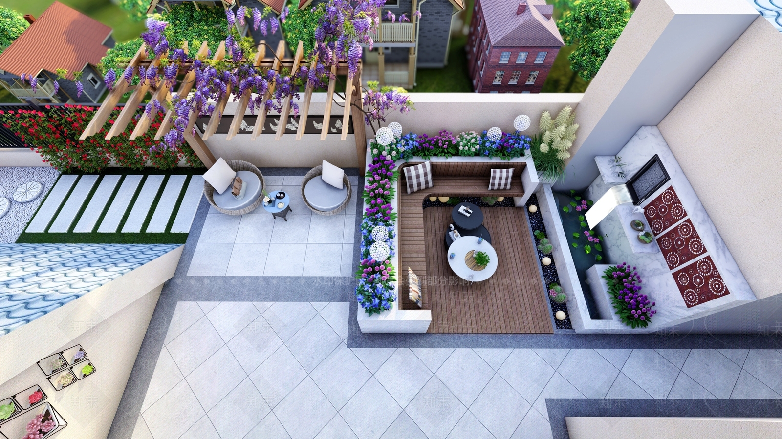 现代屋顶花园SU模型下载【ID:1132746793】