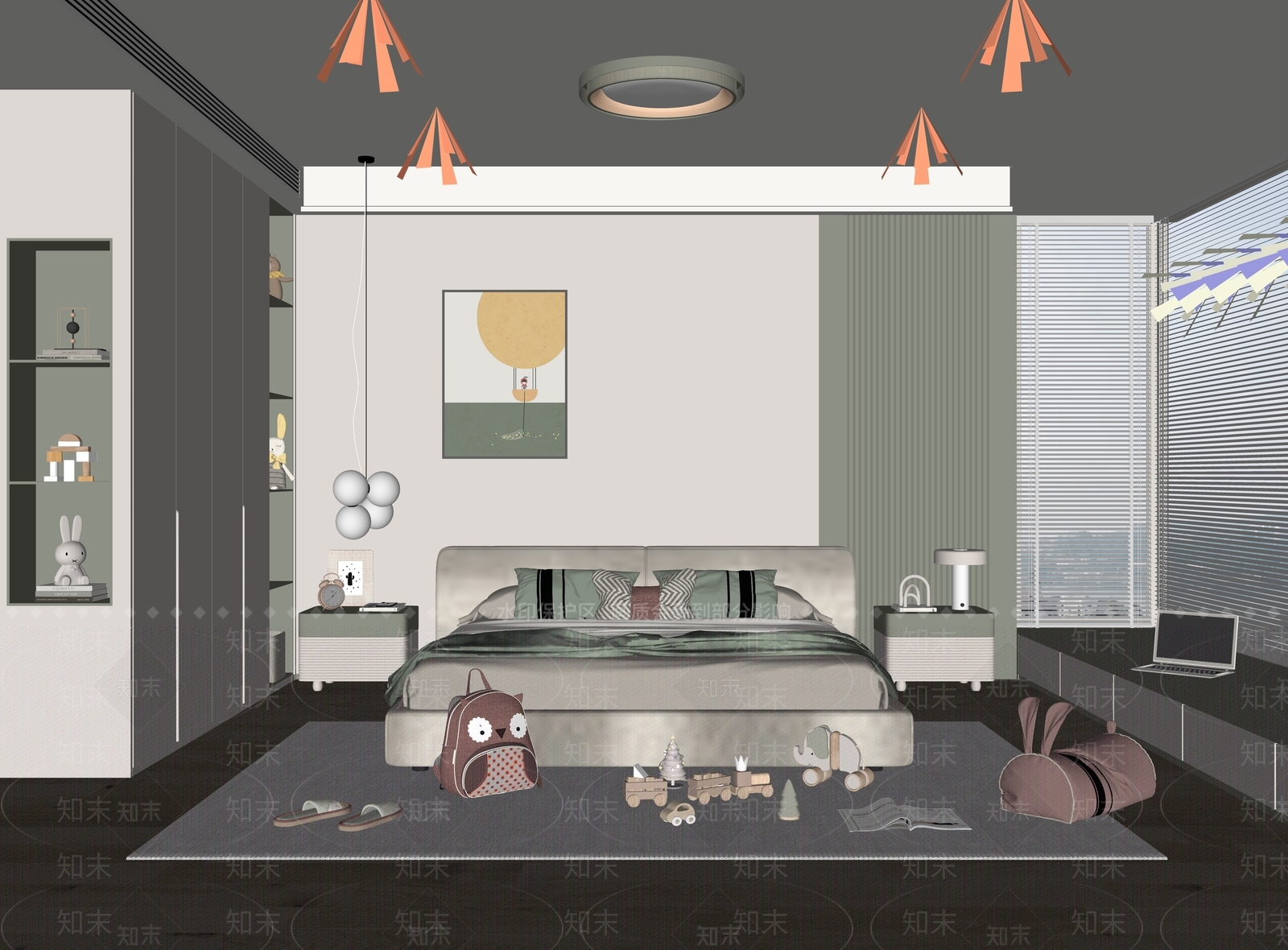 现代通用儿童房SU模型下载【ID:1132749001】