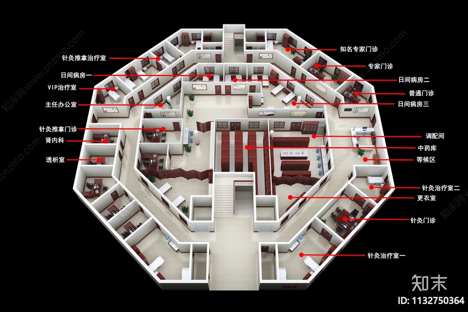 现代中医医院室内3D模型下载【ID:1132750364】