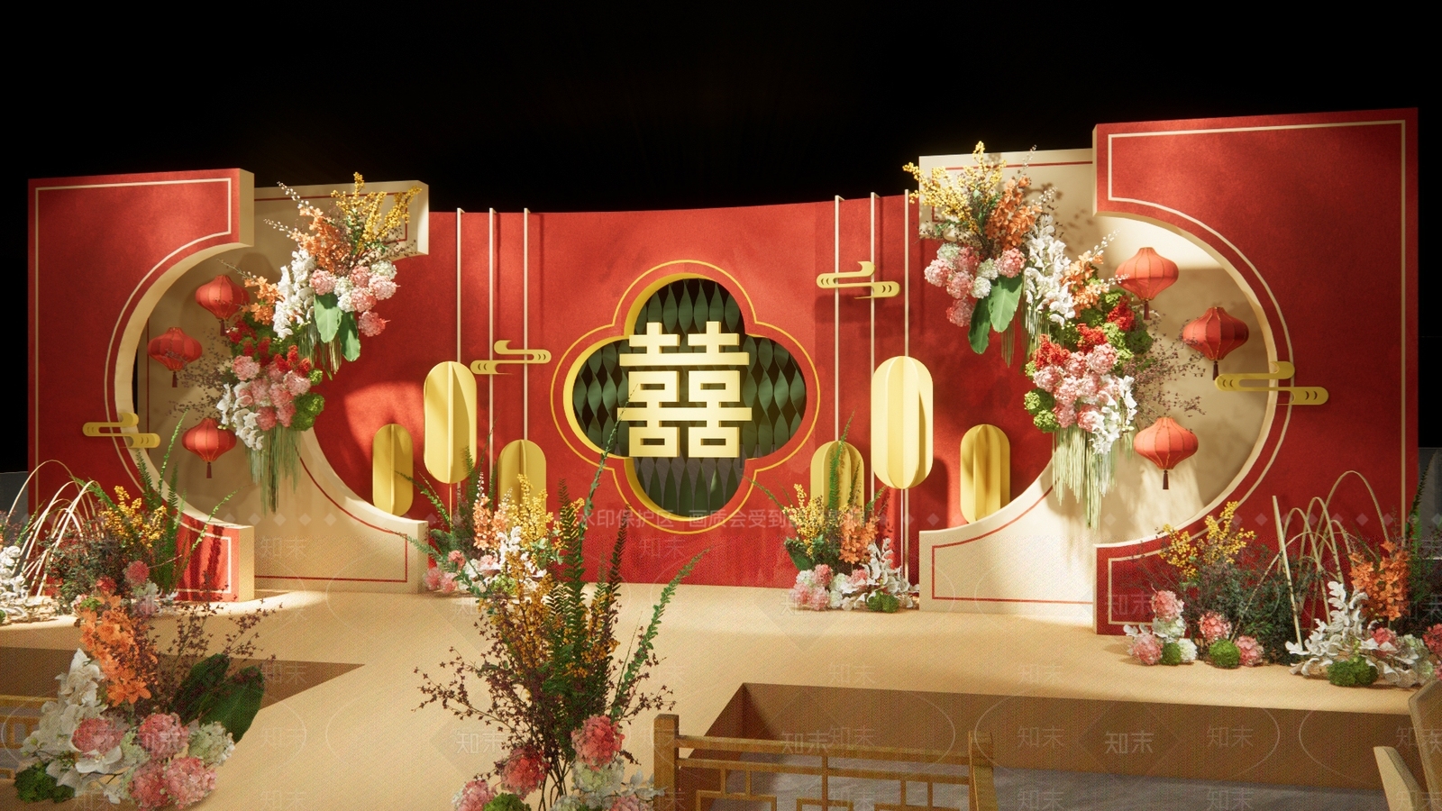 中式酒店宴会厅SU模型下载【ID:1132751028】