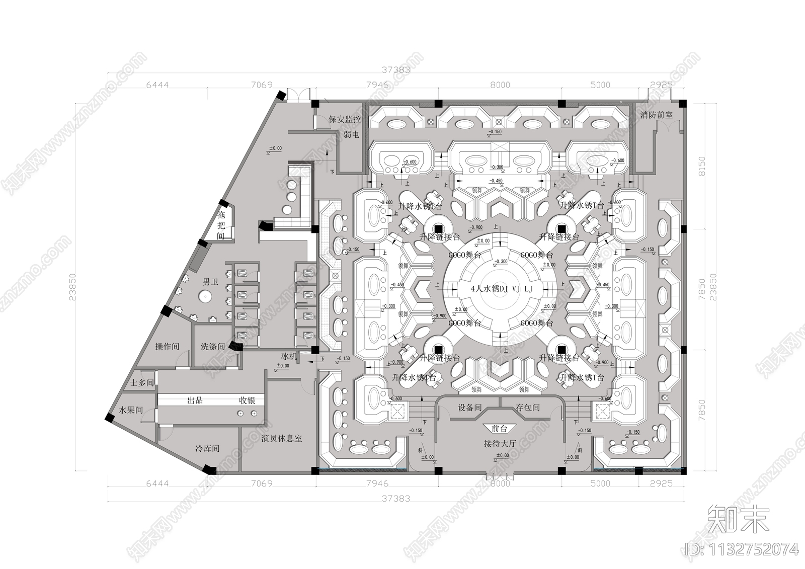 酒吧平面图施工图下载【ID:1132752074】