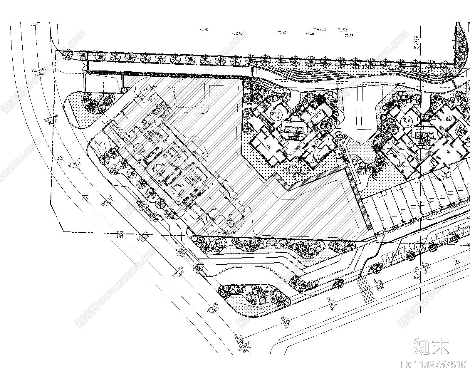 中山建大花园项目园林景观绿化平面图cad施工图下载【ID:1132757810】