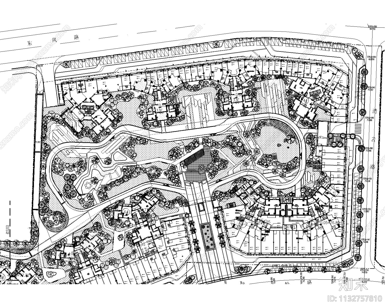 中山建大花园项目园林景观绿化平面图cad施工图下载【ID:1132757810】