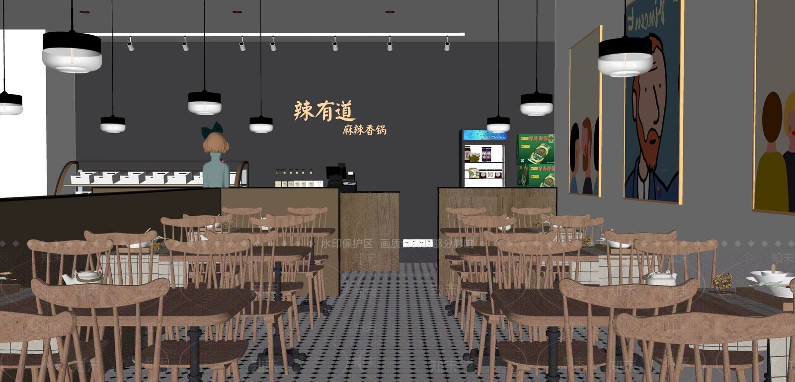 现代风格餐厅SU模型下载【ID:1132760378】
