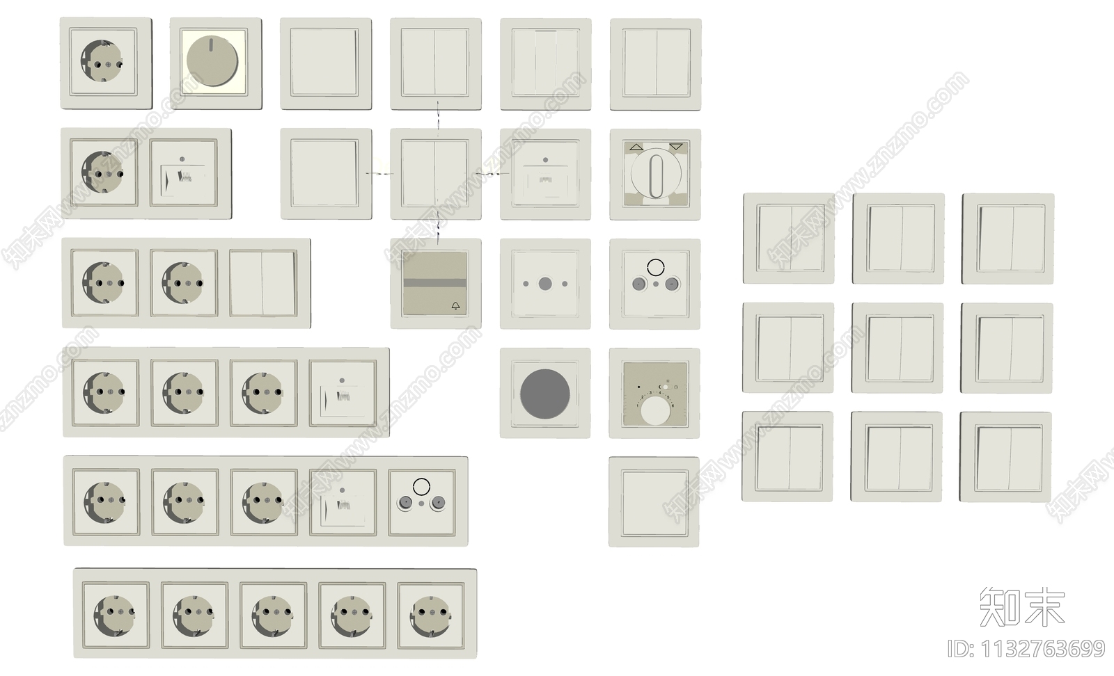 现代开关插座组合SU模型下载【ID:1132763699】