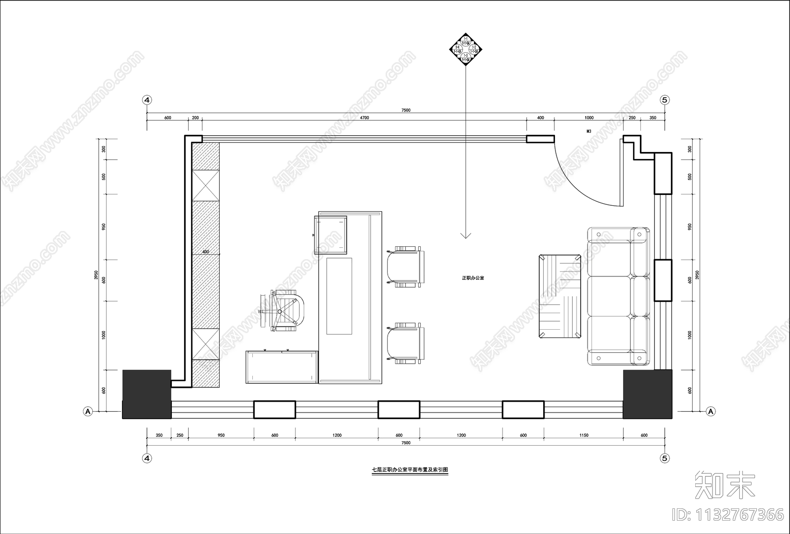 现代总经理办公室全套cad施工图下载【ID:1132767366】