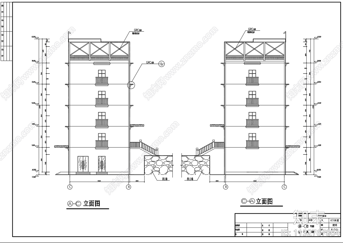 五层框架综合楼建筑cad施工图下载【ID:1132767804】