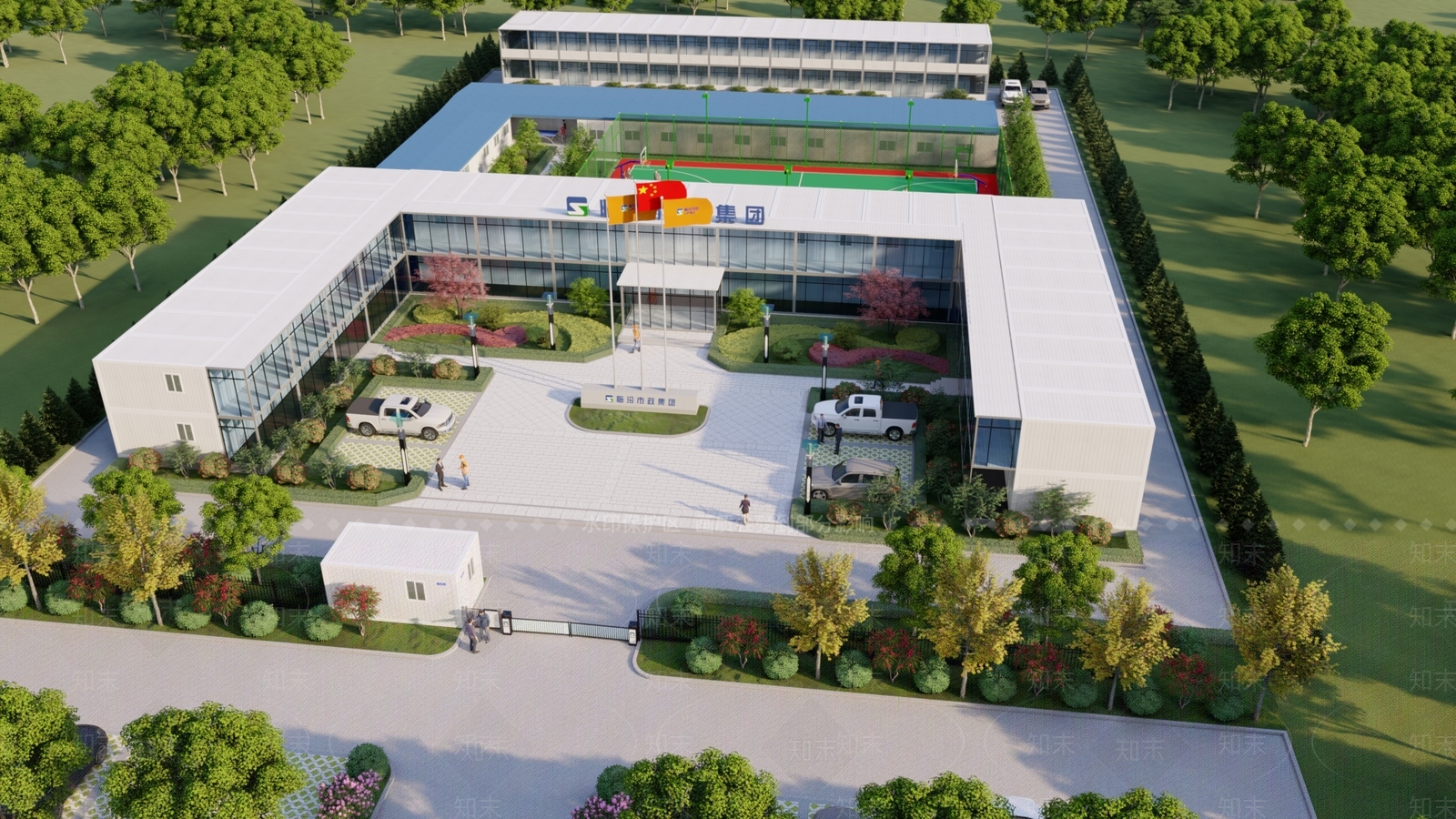 现代项目部集装箱厂房SU模型下载【ID:1132773414】