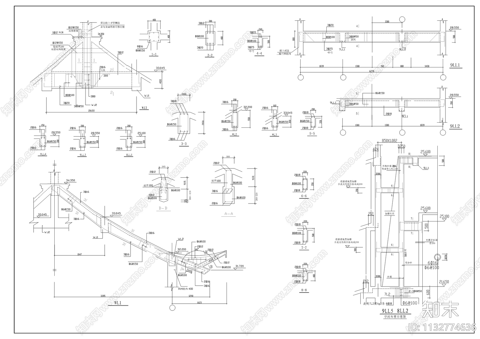 9层古塔建筑cad施工图下载【ID:1132774636】