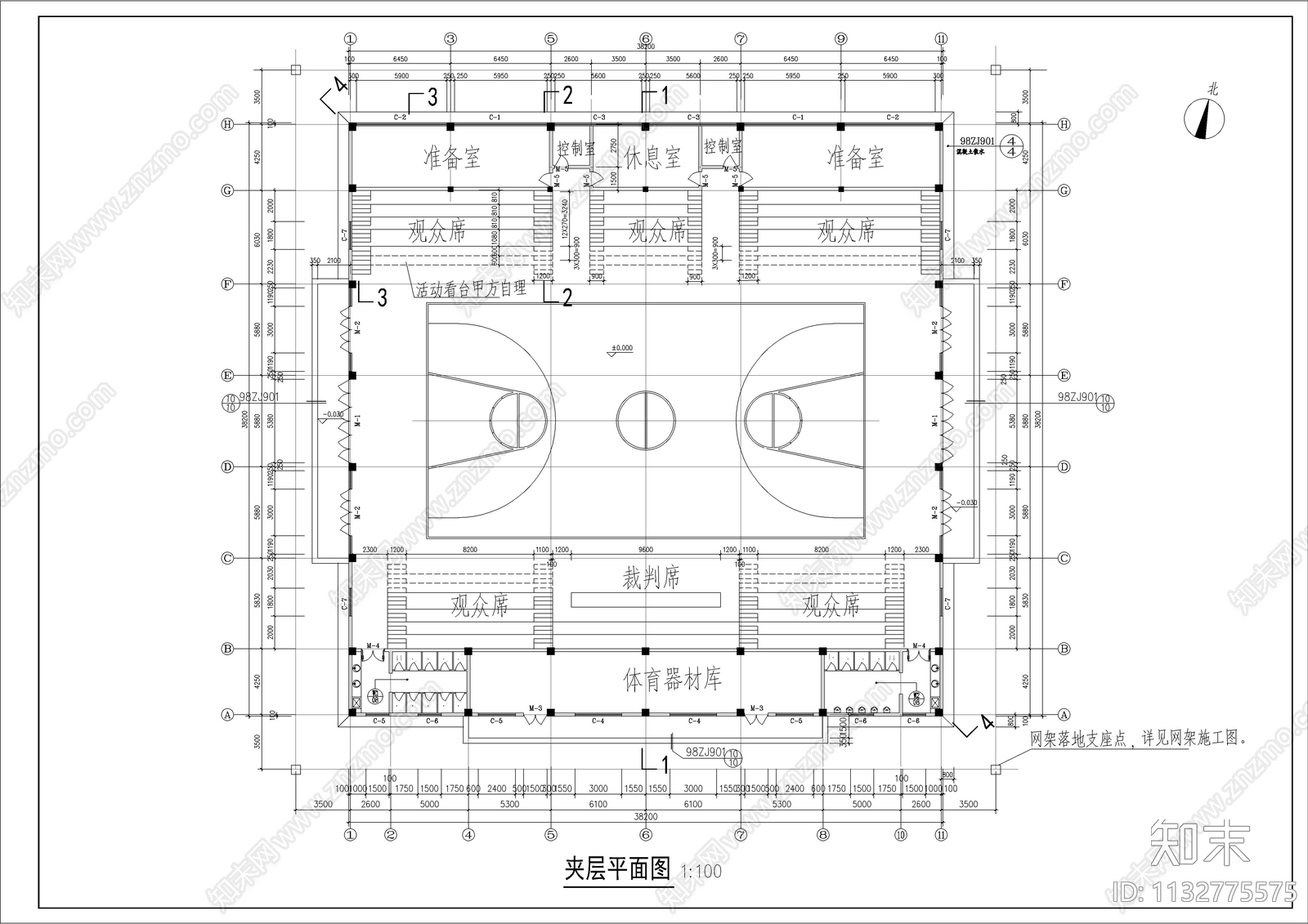 小型体育馆整套施工图下载【ID:1132775575】