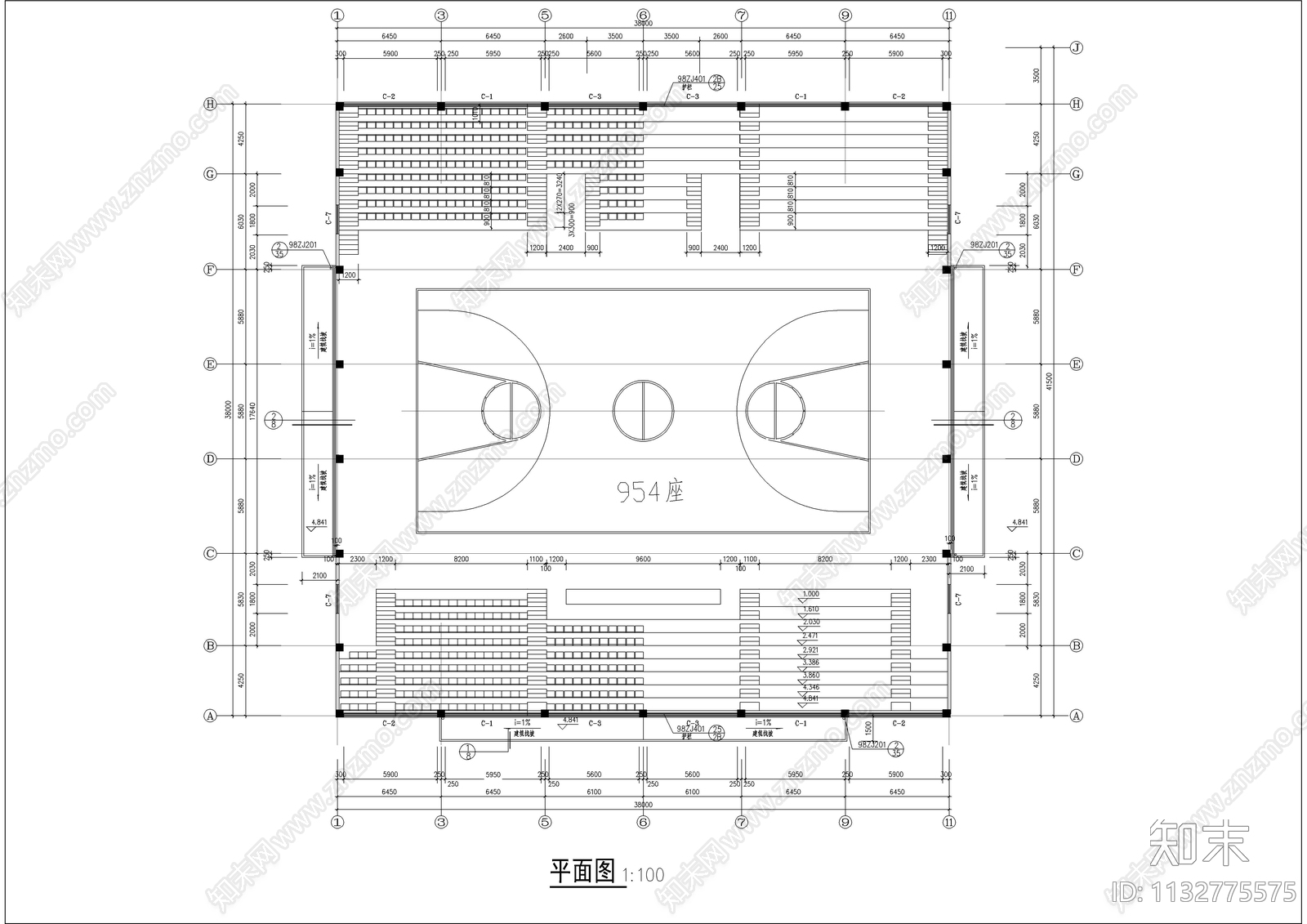 小型体育馆整套施工图下载【ID:1132775575】