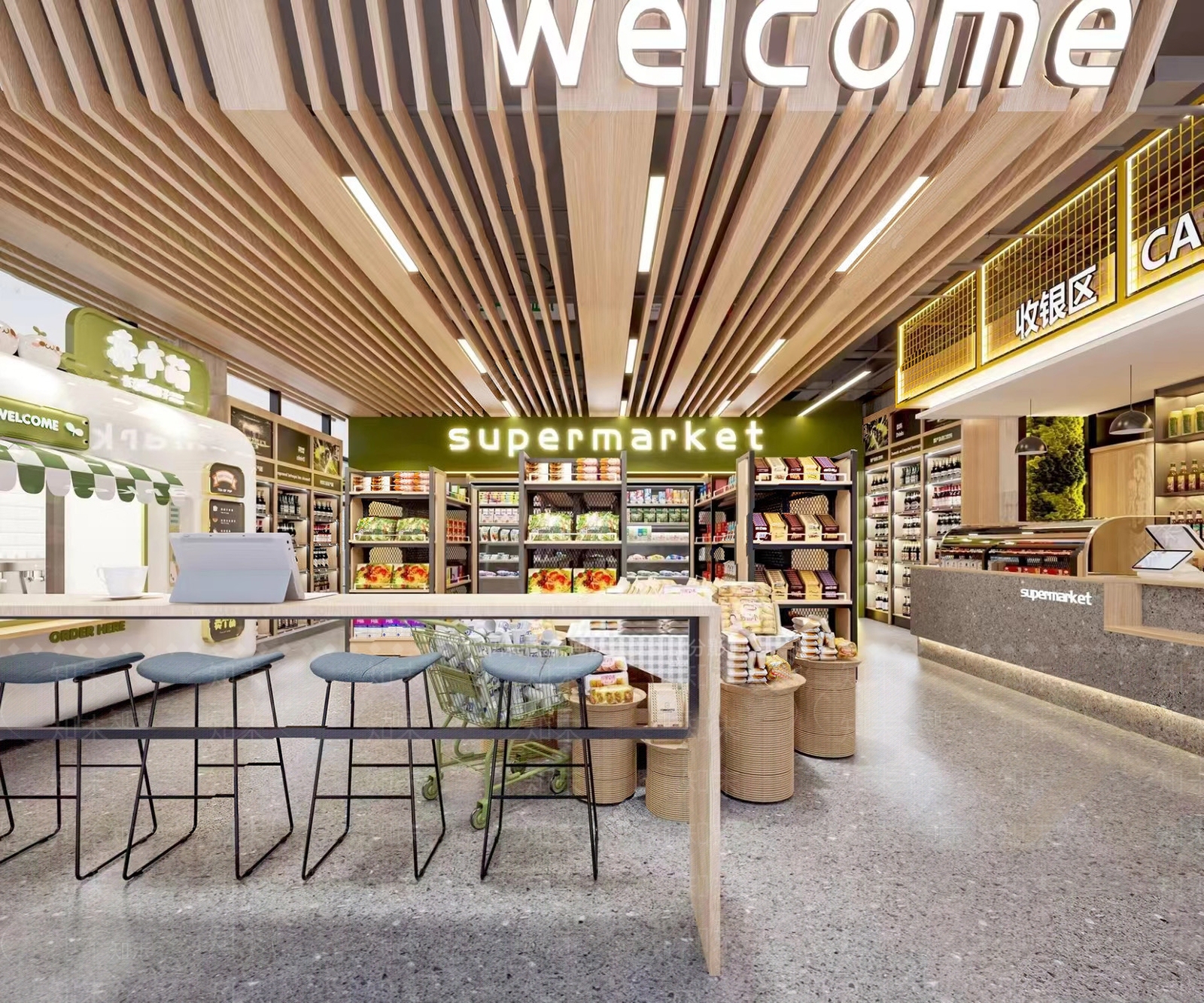 现代超市SU模型下载【ID:1132776865】