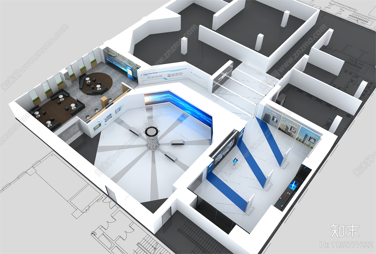 企业科技展厅效果图cad施工图下载【ID:1132777222】
