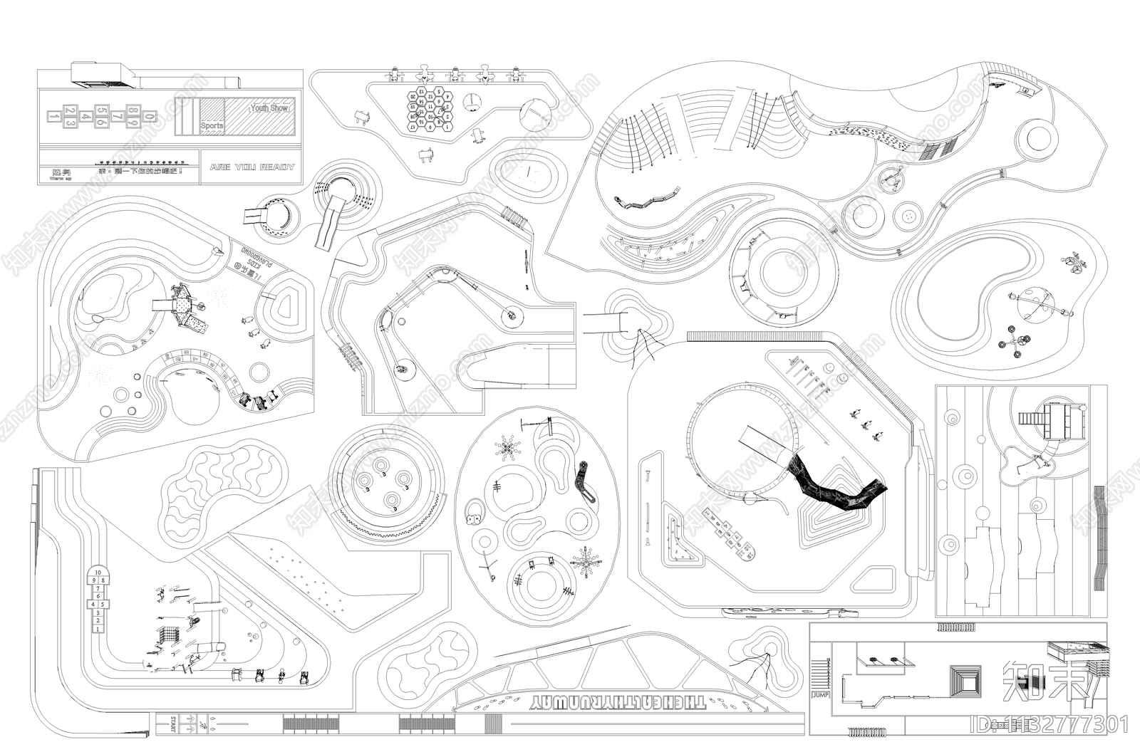 户外儿童乐园规划平面图cad施工图下载【ID:1132777301】