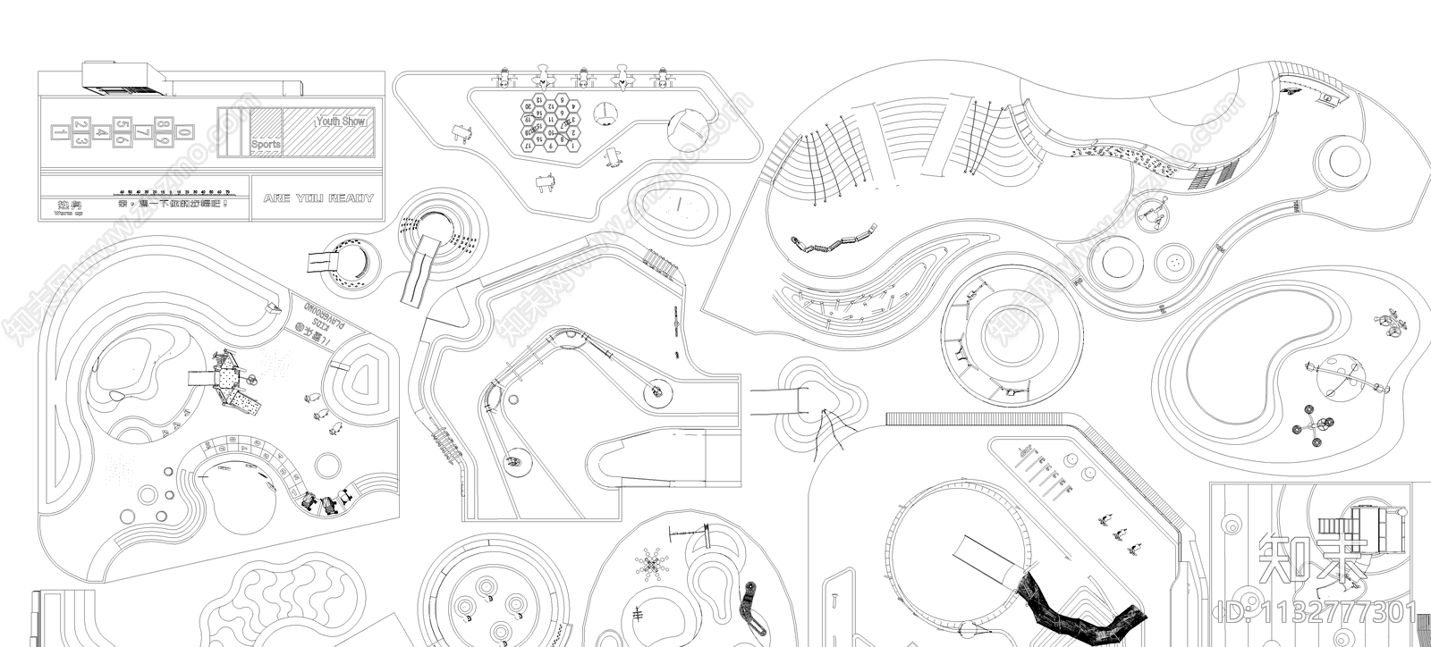 户外儿童乐园规划平面图cad施工图下载【ID:1132777301】