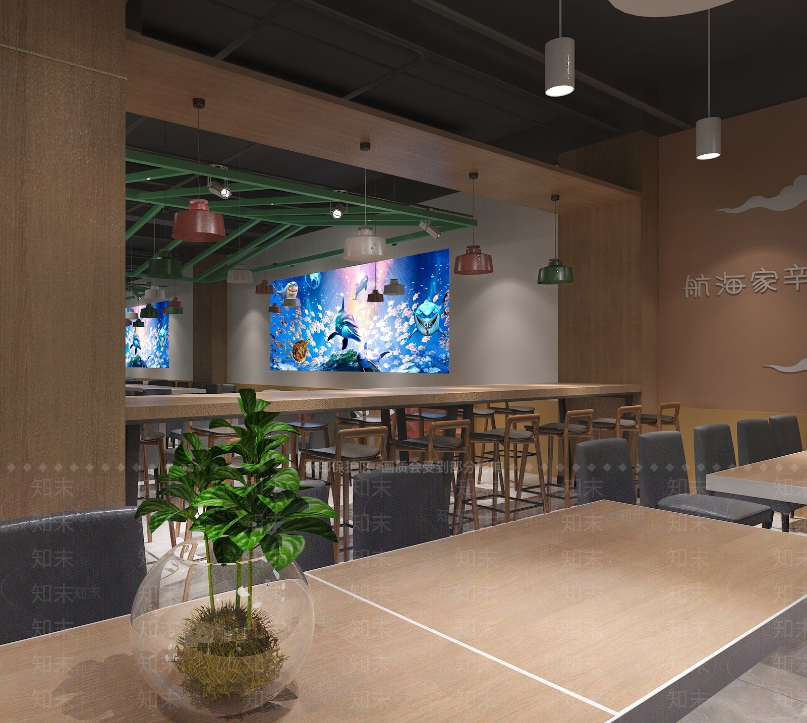 现代餐厅食堂3D模型下载【ID:1132777589】