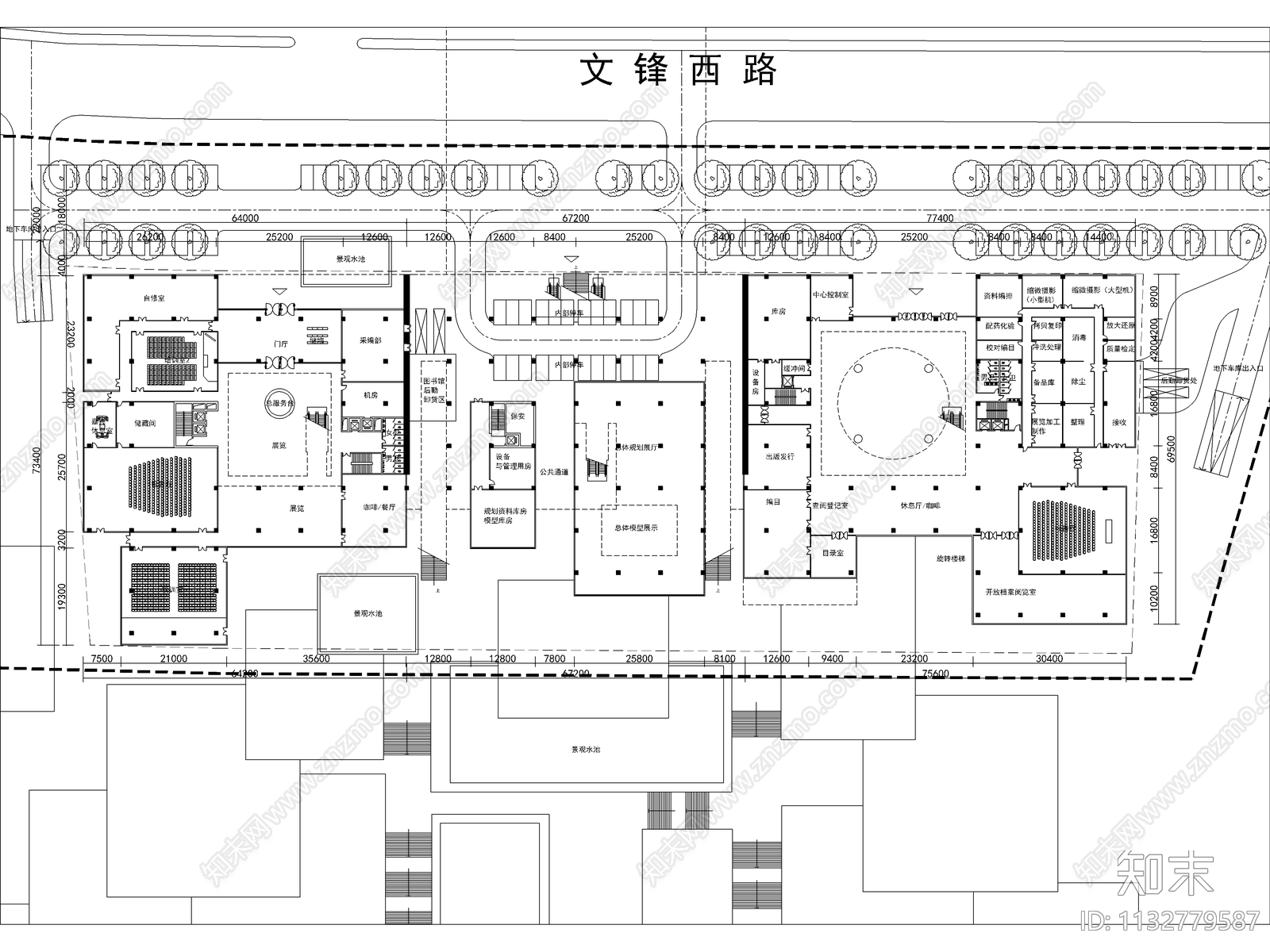 图书馆档案馆建筑cad施工图下载【ID:1132779587】