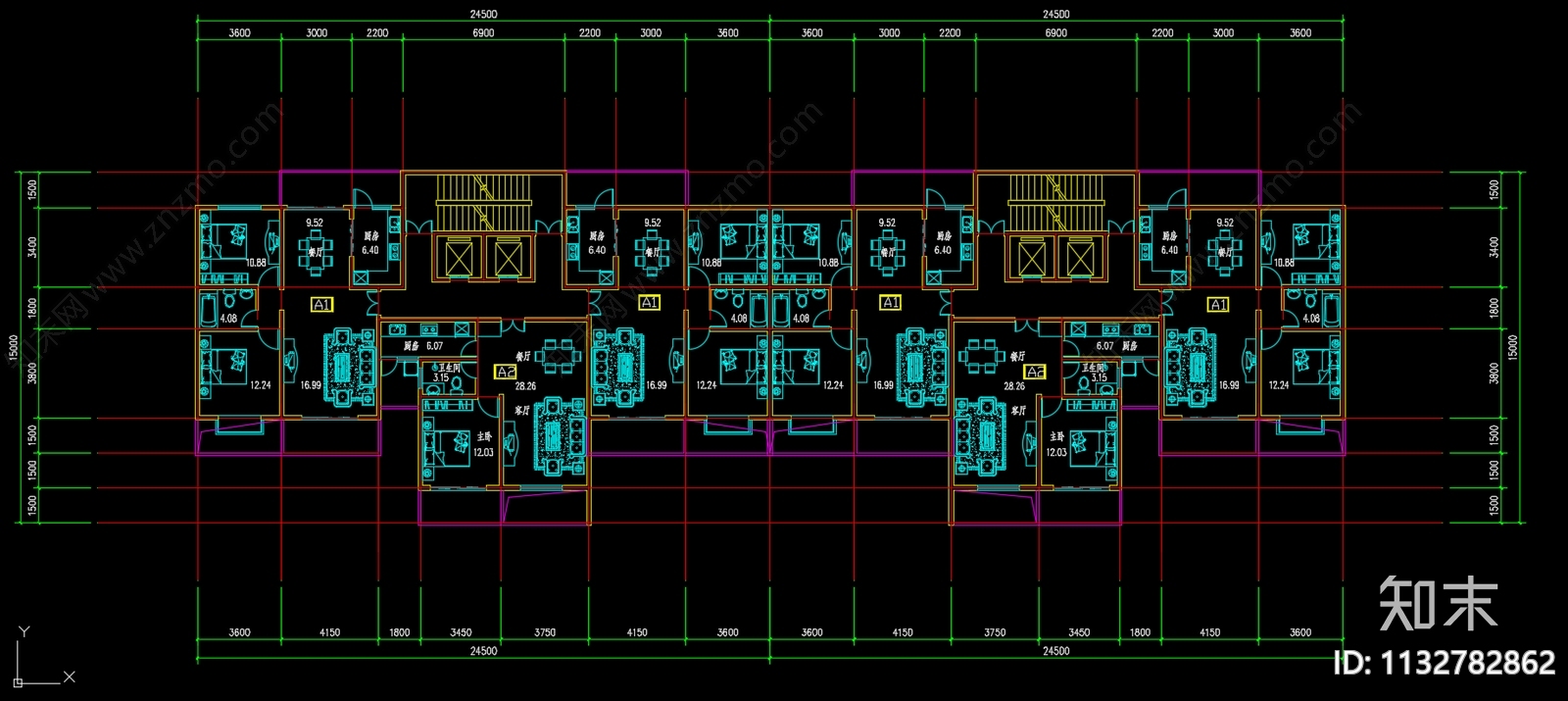 现代住宅区建筑cad施工图下载【ID:1132782862】