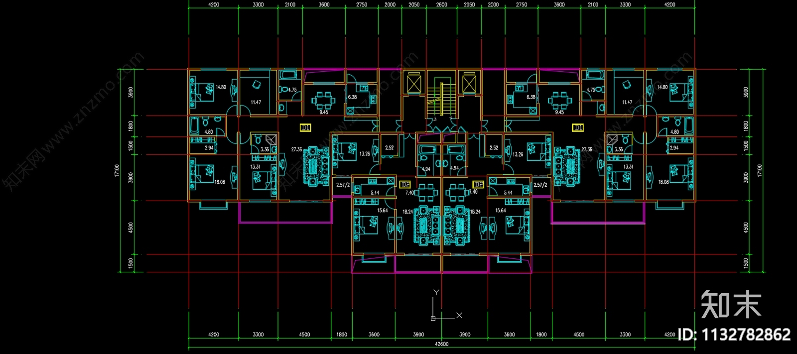 现代住宅区建筑cad施工图下载【ID:1132782862】