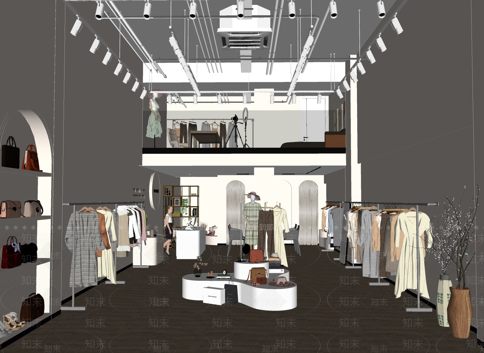 现代服装箱包店SU模型下载【ID:1132783840】