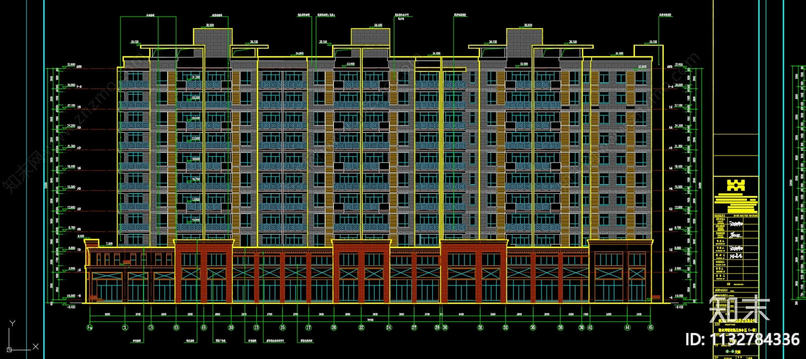 现代住宅区建筑cad施工图下载【ID:1132784336】