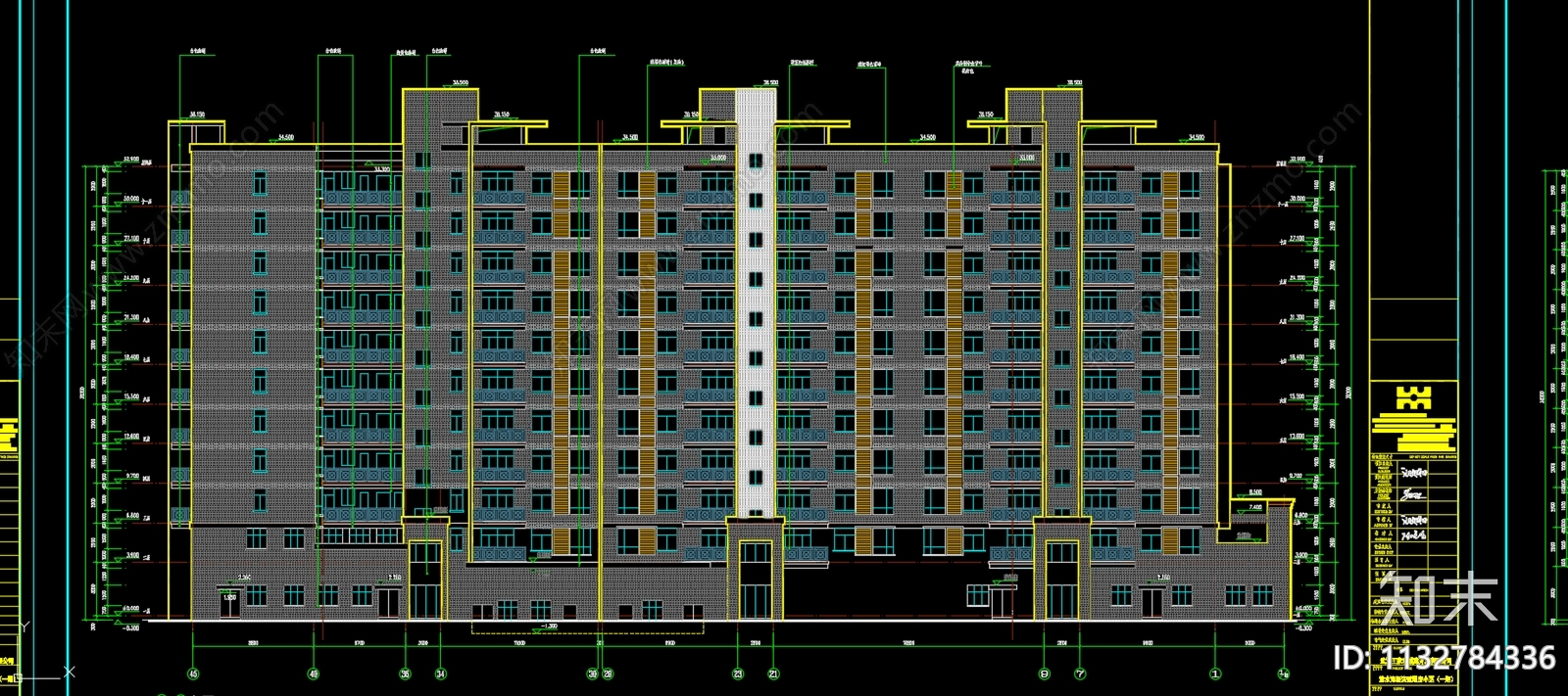 现代住宅区建筑cad施工图下载【ID:1132784336】